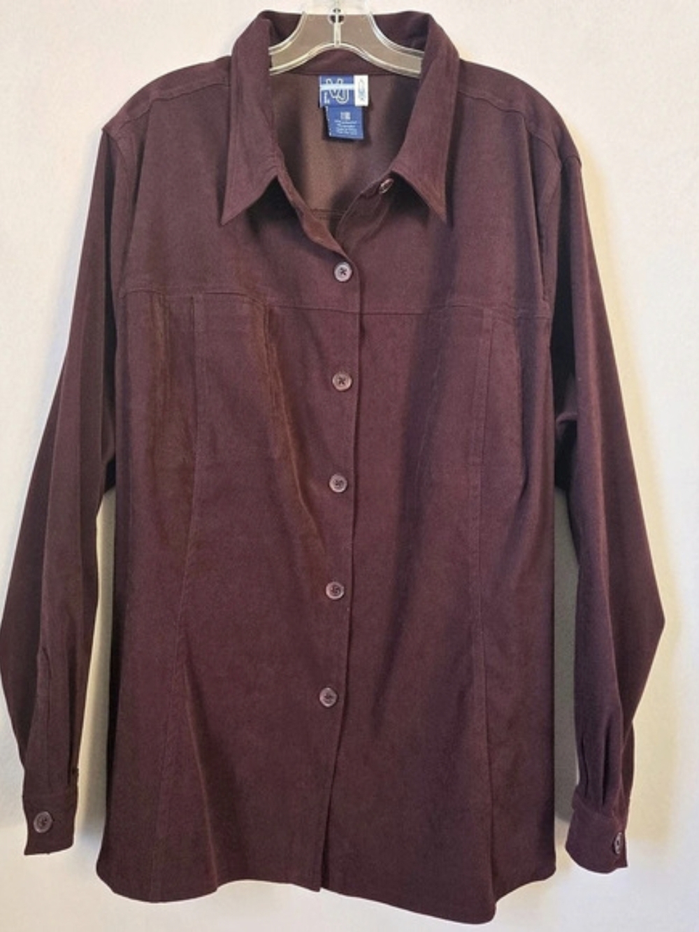 Venezia Jeans button-front shirt Burgundy Size 26/28 Like New